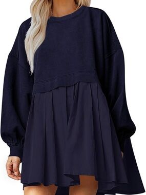 Free People DUPE Navy Two-Tone Sweatshirt Dress